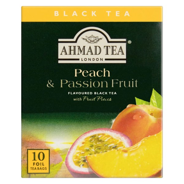 Encontraproduto.com.br - Chá Preto Peach & Passion Fruit Ahmad Tea London Caixa 20g 10 Unidades