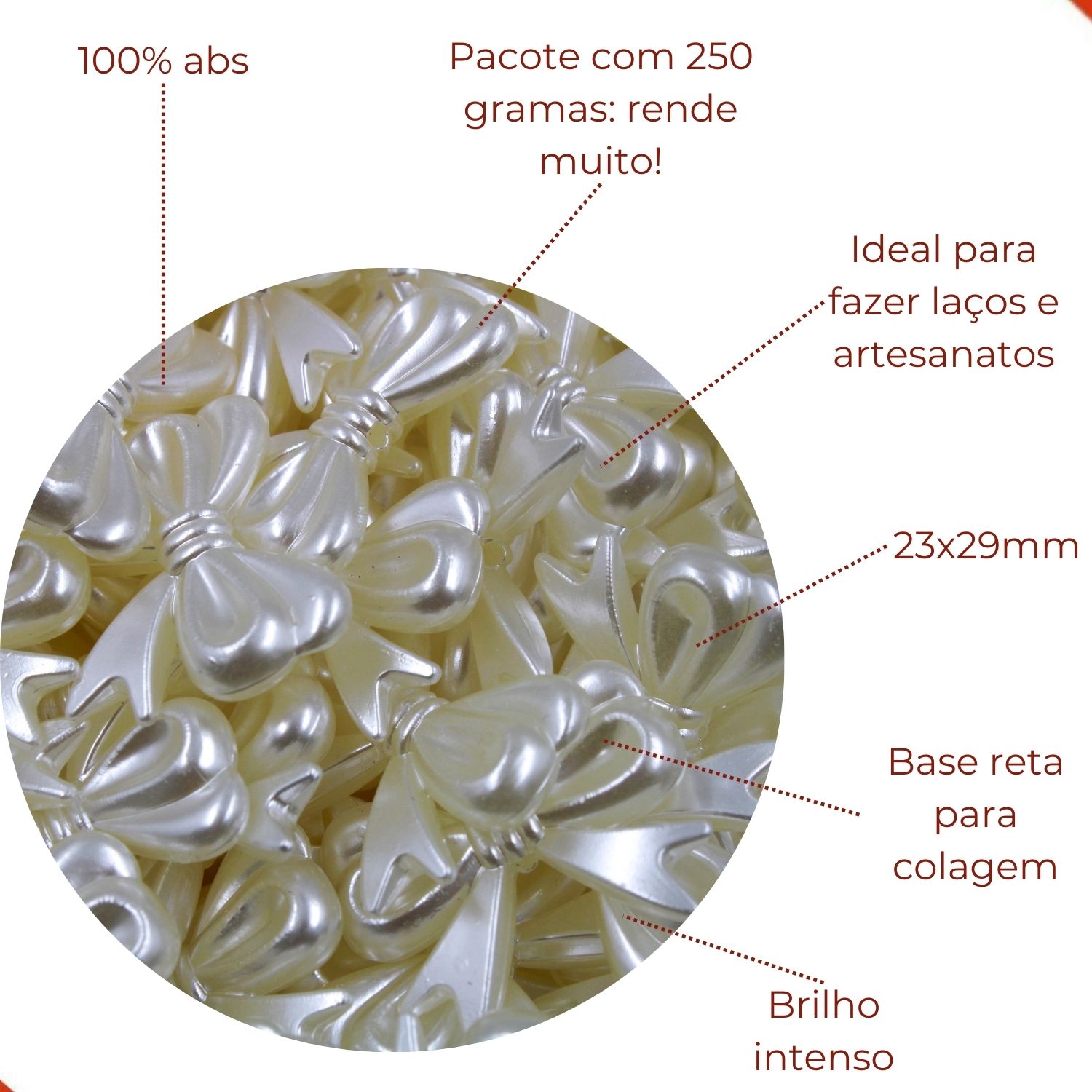 Encontraproduto.com.br - LAÇO DE PEROLA 23X29MM EM ABS COM 250GR