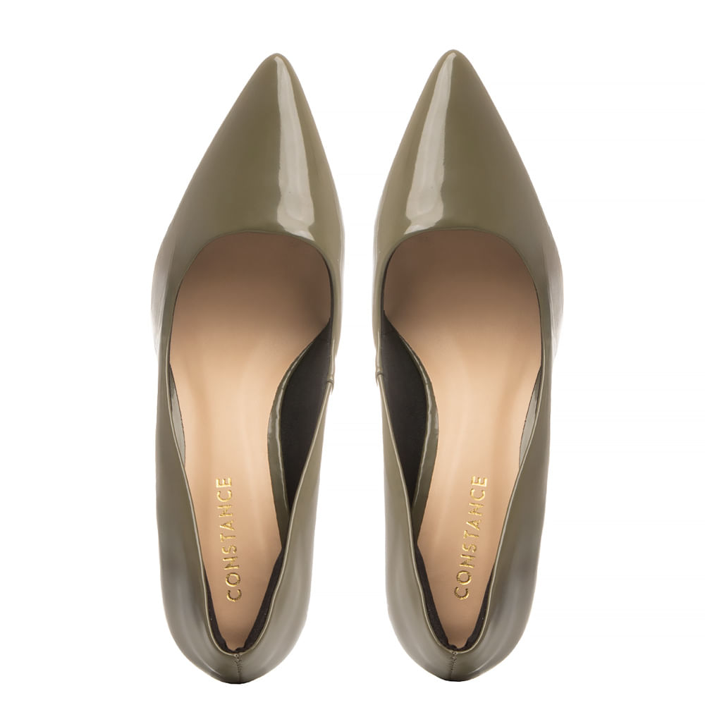Encontraproduto.com.br - Scarpin Verde Verniz Salto Fino Médio