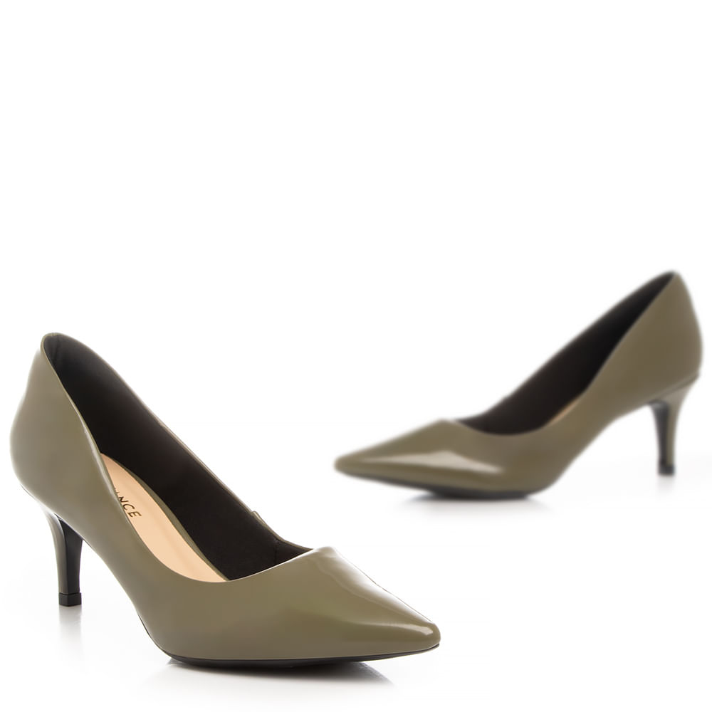Encontraproduto.com.br - Scarpin Verde Verniz Salto Fino Médio