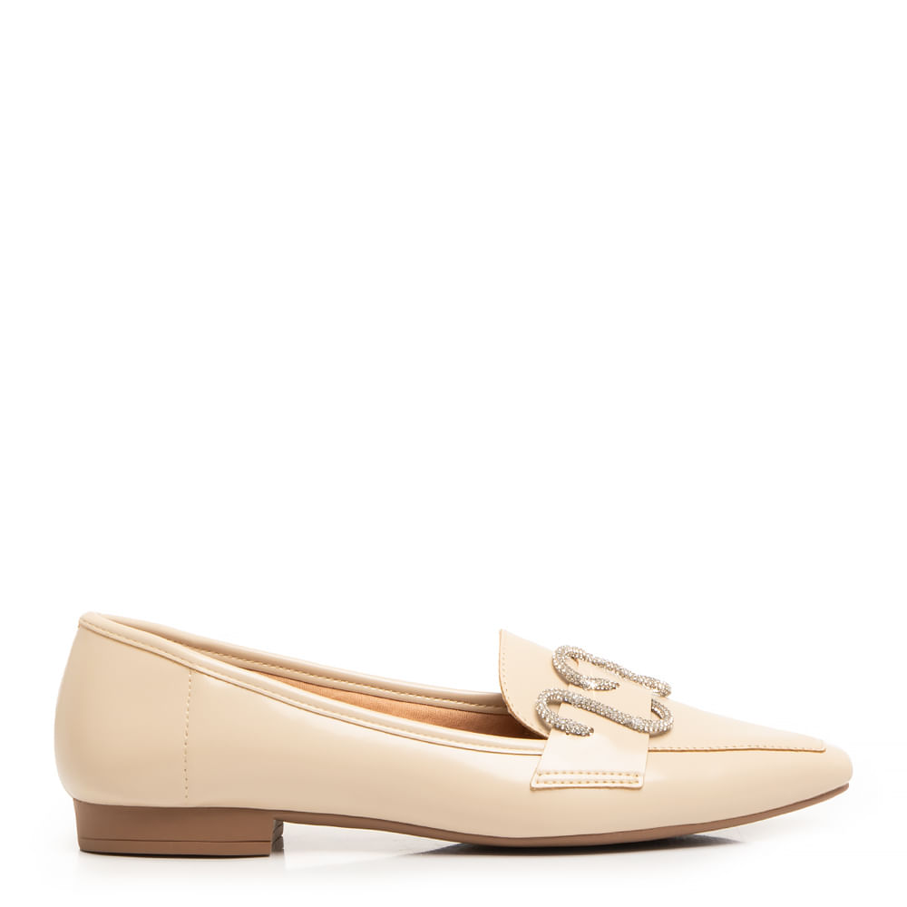 Mocassim Bege Tiras Strass