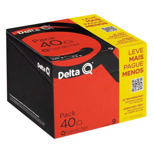 Encontraproduto.com.br - Café em Cápsula Torrado e Moído Delta Q Qharacter Caixa 5.5g c/ 40 Unid Leve + Pague -