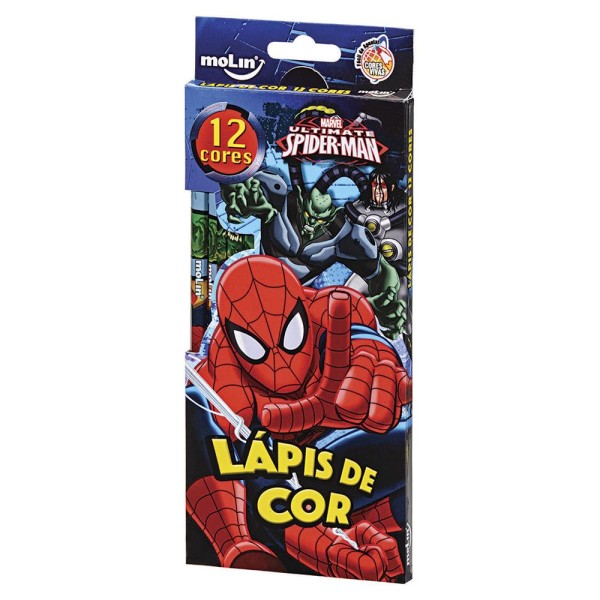 Encontraproduto.com.br - Lápis De Cor Molin Spider-Man Com 12 Cores