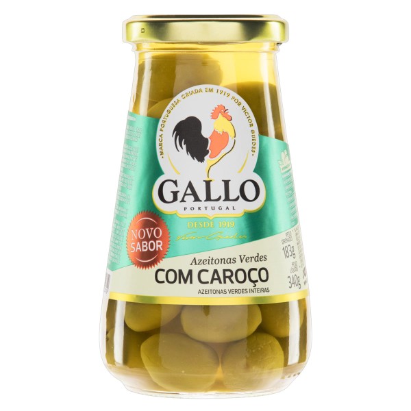 Encontraproduto.com.br - Azeitona Verde Gallo com Caroço Vidro 183g