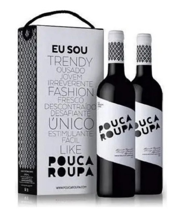 Encontraproduto.com.br - Kit 2 Vinhos Pouca Roupa Tinto + Caixa com Alça