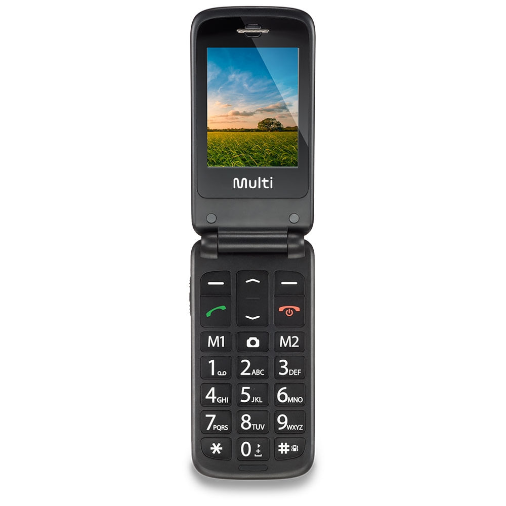Encontraproduto.com.br - Celular Flip Vita Multilaser Dual Chip MP3 Dourado - P9043OUT [Reembalado]