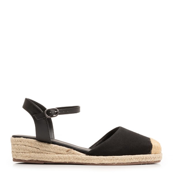 Anabela Preta Espadrille