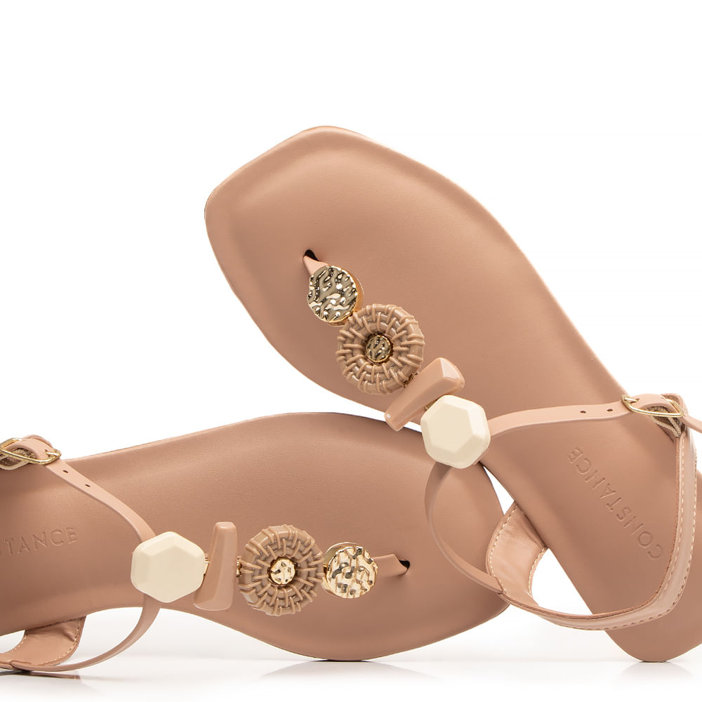 Encontraproduto.com.br - Rasteira Nude Pedras
