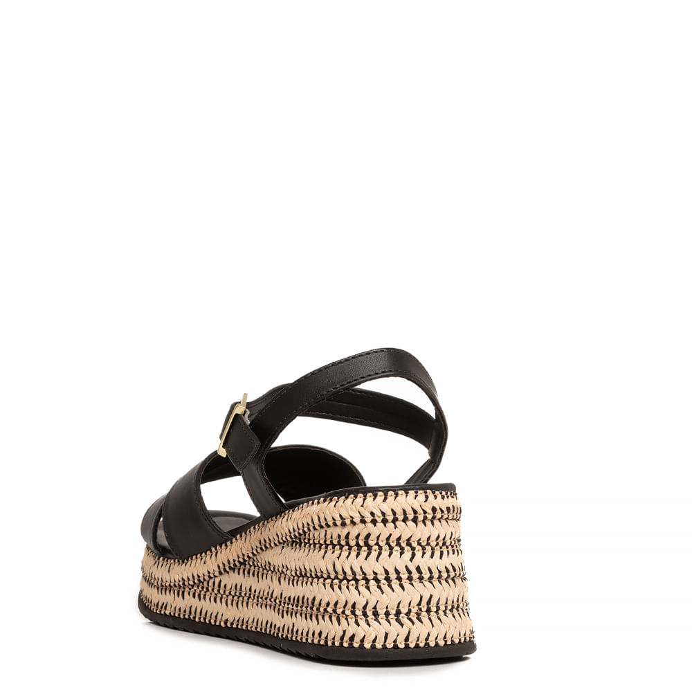 Encontraproduto.com.br - Sandália Plataforma Preto Salto Texturizado