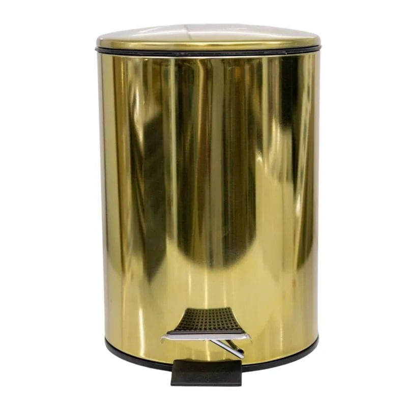 Encontraproduto.com.br - Lixeira Inox Hasiera Com Pedal Dourada 5L