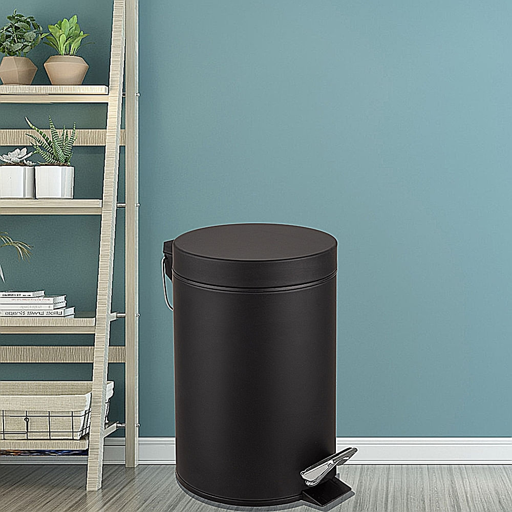 Encontraproduto.com.br - Lixeira Inox Hasiera Com Pedal Preta 5L