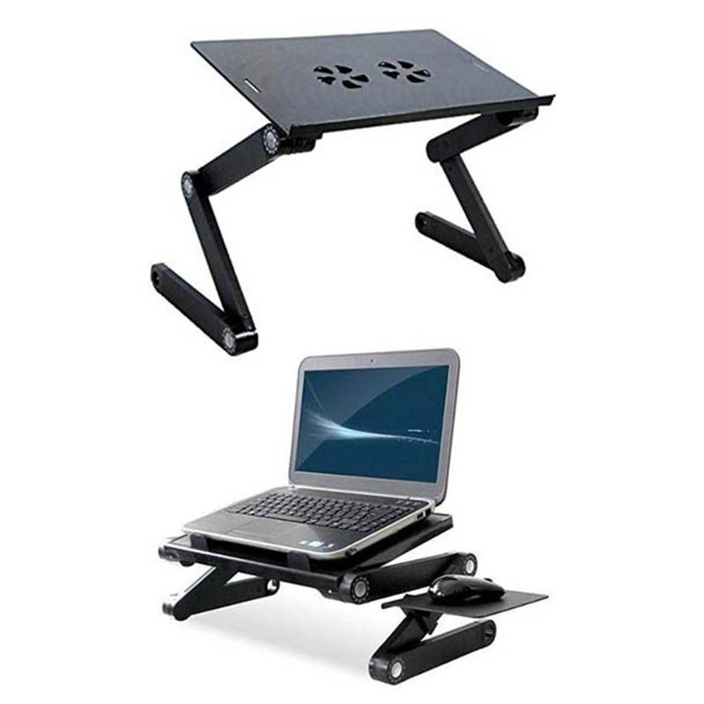 Encontraproduto.com.br - Mesa Multifuncional Para Notebook Dobravel Com Cooler Preta (Bsl-Mesa-3)
