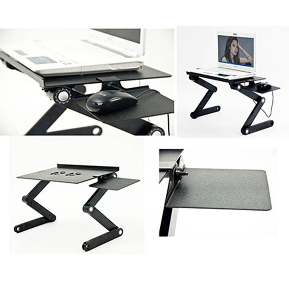 Encontraproduto.com.br - Mesa Multifuncional Para Notebook Dobravel Com Cooler Preta (Bsl-Mesa-3)