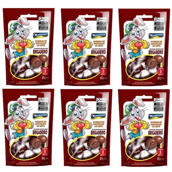 Kit Ovinhos de Chocolate Recheio Brigadeiro 85g c/6 - Montevérgine