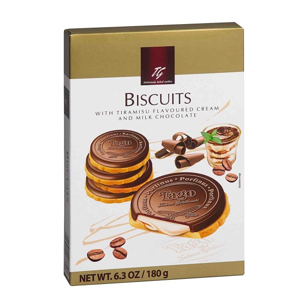 Encontraproduto.com.br - Biscoito de Chocolate Recheado com Creme Tiramisù Tago 180g