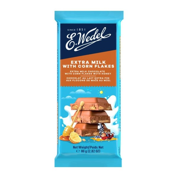 Encontraproduto.com.br - Chocolate E.WEDEL ao Leite Extra com Cornflakes 80g
