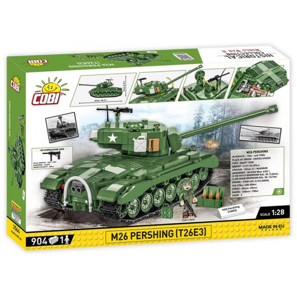 Encontraproduto.com.br - Kit de Construção Tanque M26 Pershing T26E3 da Segunda Guerra Mundial com 904 Peças, COBI, Verde
