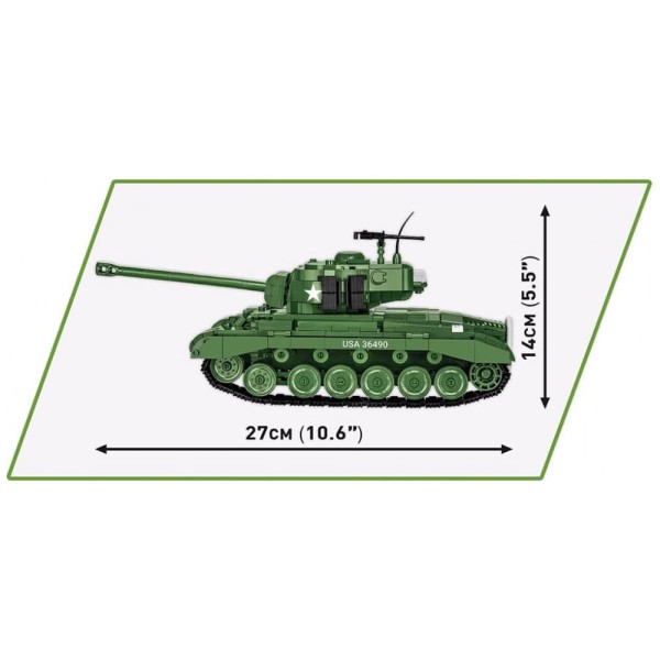 Encontraproduto.com.br - Kit de Construção Tanque M26 Pershing T26E3 da Segunda Guerra Mundial com 904 Peças, COBI, Verde
