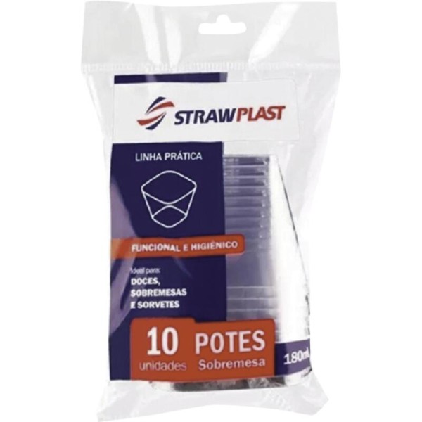 Encontraproduto.com.br - Pote Strawplast Cristal - 180ml Pacote com 10 unidades