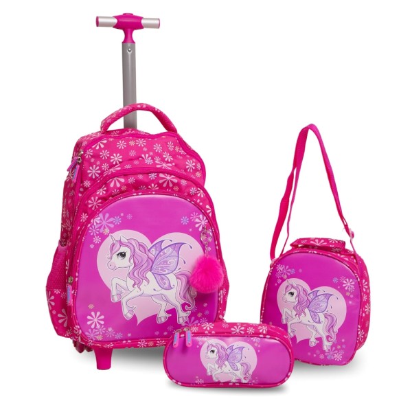 Kit Escolar Feminino Mochila Unicórnio Flávios Kids Rosa -  Gbxb10
