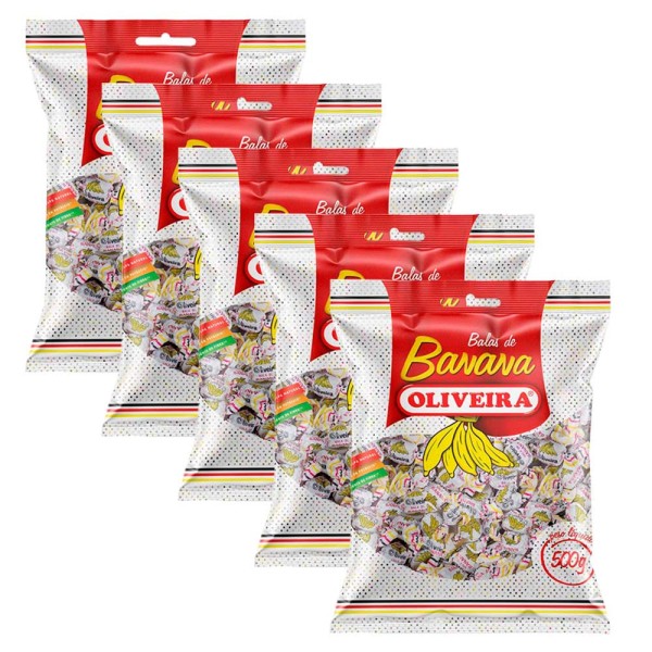 Kit 5 Balas Banana 500g - Oliveira
