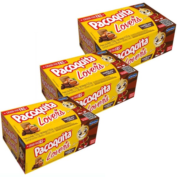 Kit com 3 Paçoquita Lovers Chocolate e Avelã c/8 - Santa Helena