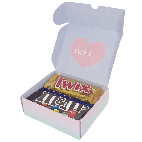 Encontraproduto.com.br - Kit Dia das Mães 3 - Caixa personalizada + Chocolate Twix, M&Ms e Bis Xtra