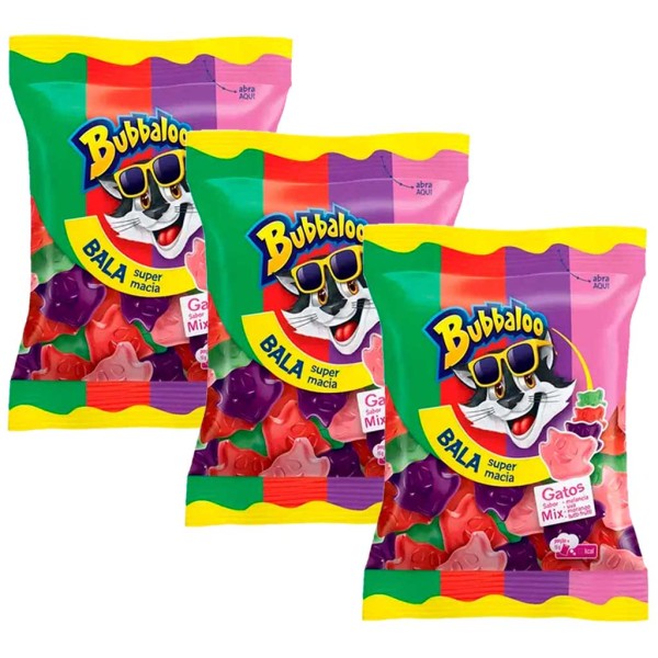 Encontraproduto.com.br - Kit com 3 Pacotes Bubbaloo Mix 75g - Adams