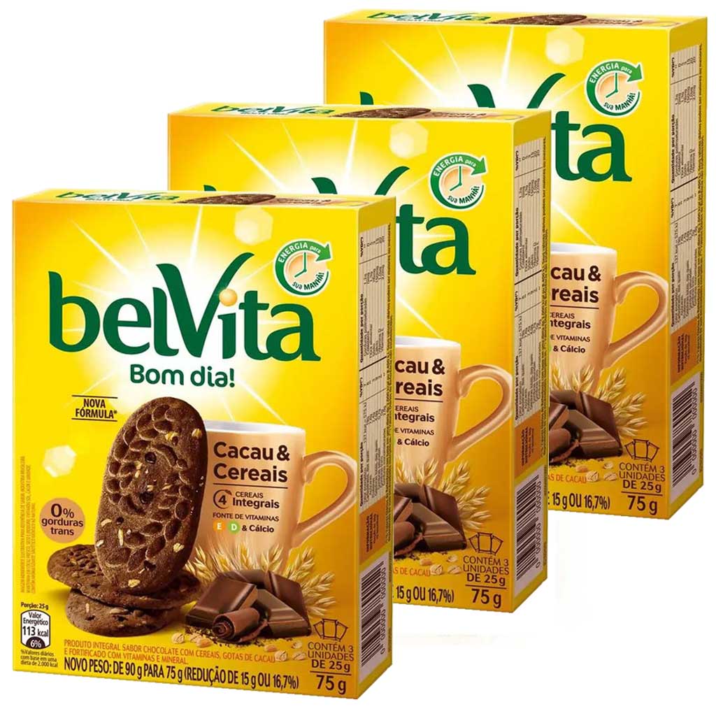 Encontraproduto.com.br - Kit 3 Belvita Cacau e Cereais - Mondelez