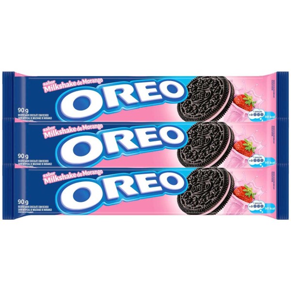 Encontraproduto.com.br - Kit 3 Oreo Morango 90g - Mondelez