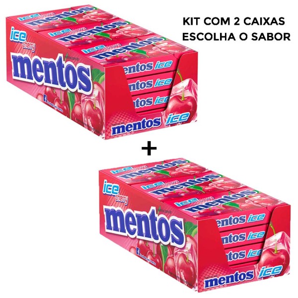 Encontraproduto.com.br - Kit Bala Mentos Slim Box Ice Cereja 2 caixas com 12 unidades - Perfetti