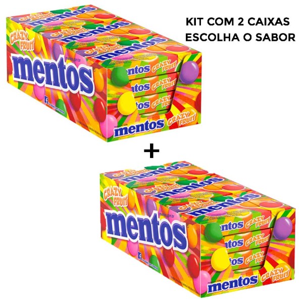 Encontraproduto.com.br - Kit Bala Mentos Slim Box Crazy Fruits 2 caixas com 12 unidades - Perfetti