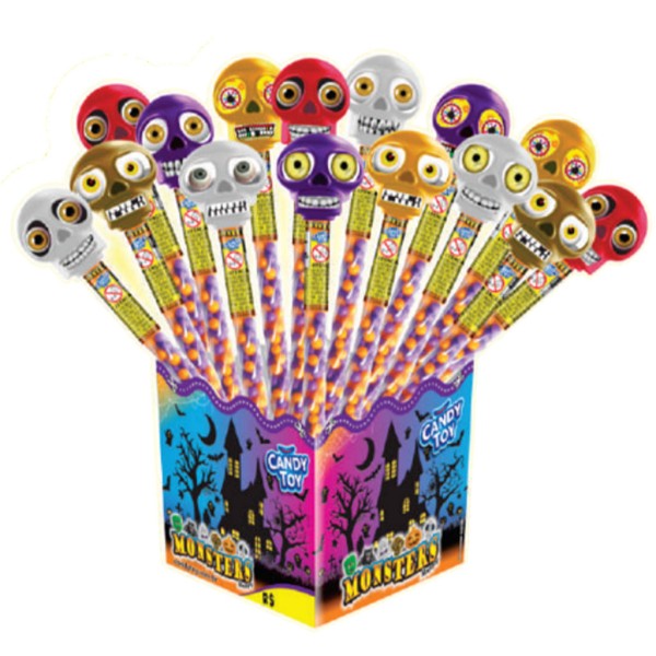 Encontraproduto.com.br - Caixa Caveira com Balinhas Monsters c/20 - Candy Toy