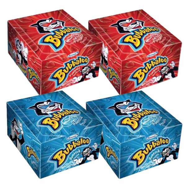 Encontraproduto.com.br - Kit com 4 caixas c/60 Chiclete Bubbaloo - 2 Morango+2 Hortelã