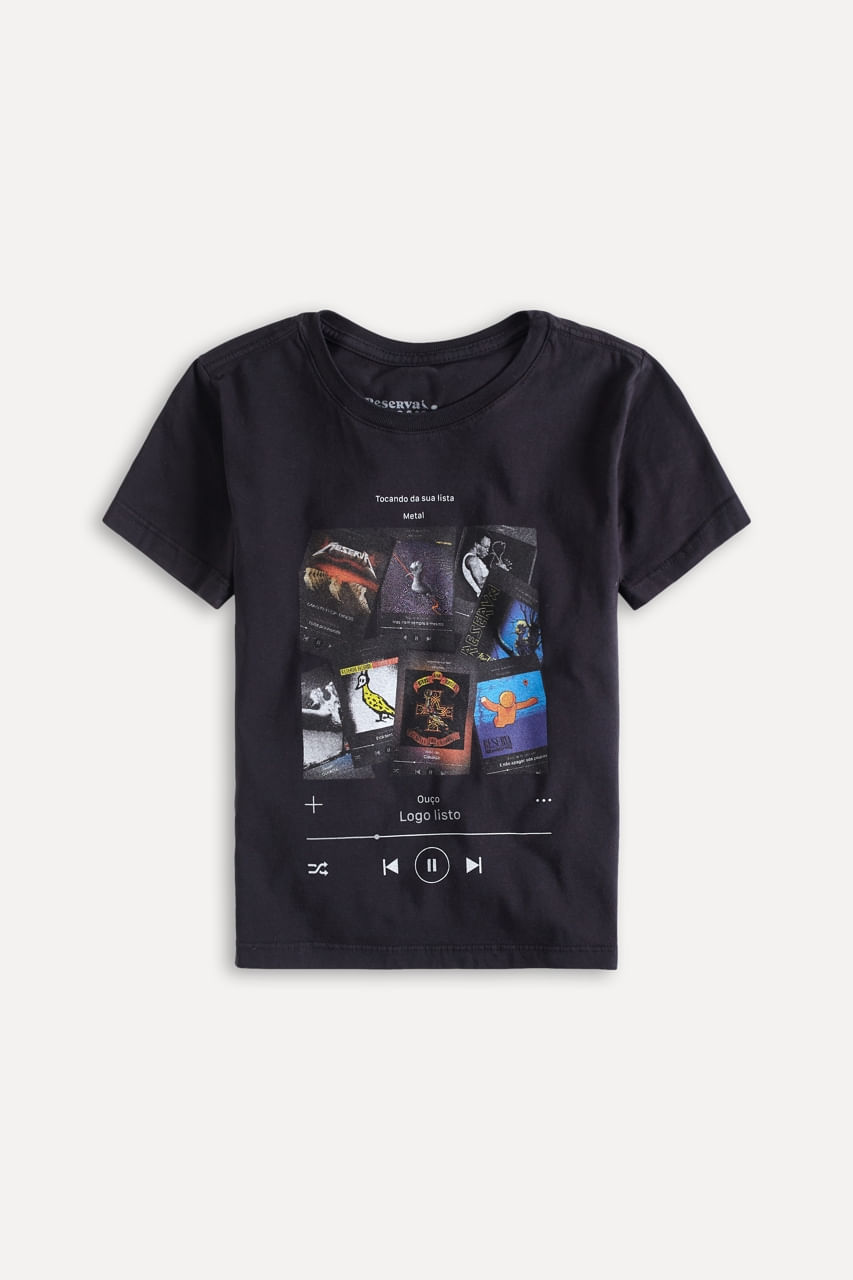 Camiseta Mini Pf Estampada Playlist Rock