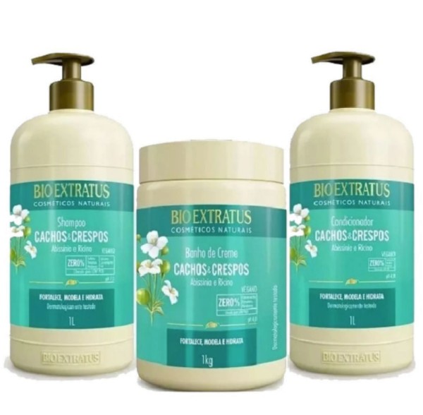 Bio Extratus Cachos e Crespos Shampoo+Condicionador+Banho de Creme 1Kg