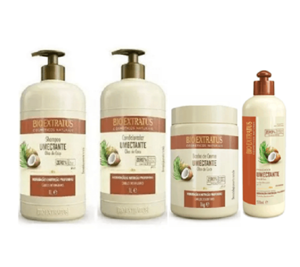 Encontraproduto.com.br - Bio Extratus Umectante Óleo de Coco (Shampoo+Condicionador+Banho de Creme 1L+FInalizador 500g)