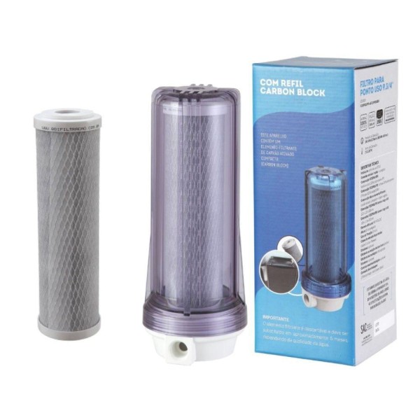 Encontraproduto.com.br - Filtro Água Bbi Pou 230 Carvão Ativado Remove Cloro + Refil