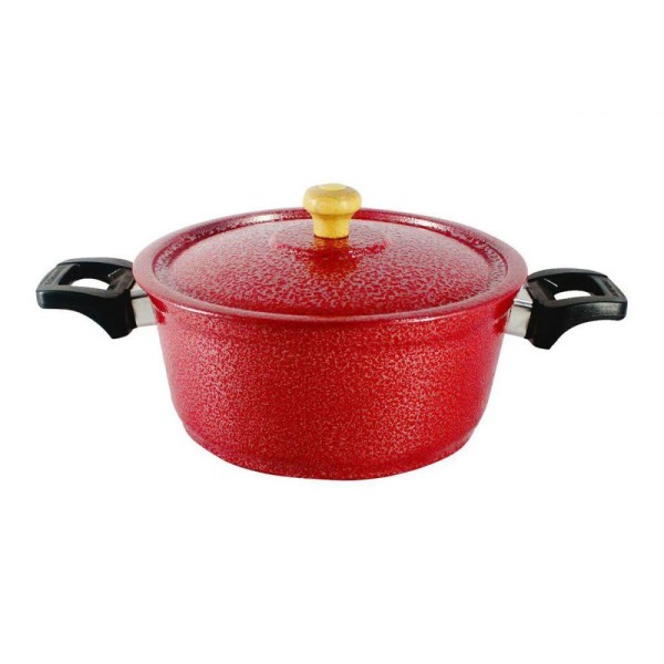 Encontraproduto.com.br - Caçarola de Alumínio Craqueada Alça Baquelite Vermelha 16cm