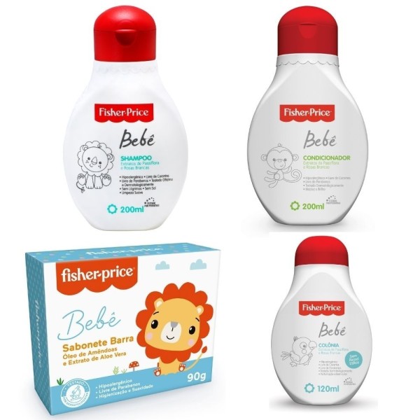 Encontraproduto.com.br - KIT CHÁ DE BEBE FISHER PRICE - HIPOALERGÊNICO - 10 ITENS