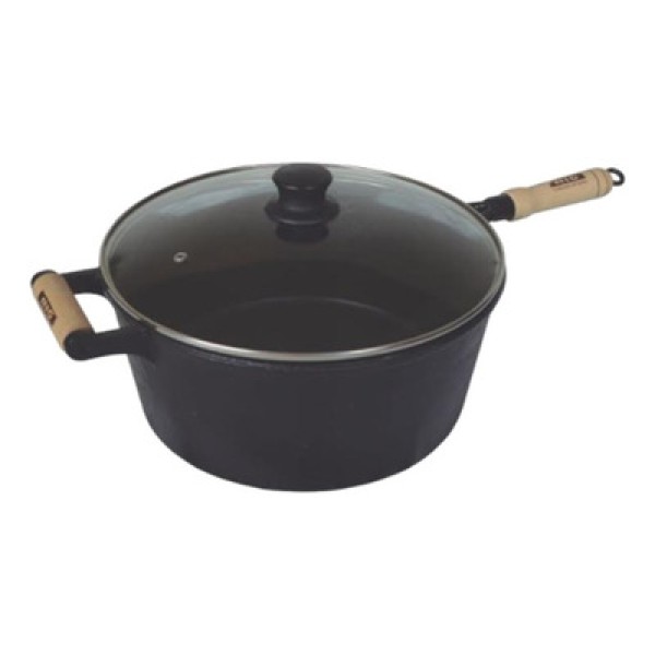 Encontraproduto.com.br - Cacarola de Ferro com Cabo e Tampa de Vidro 2,9L