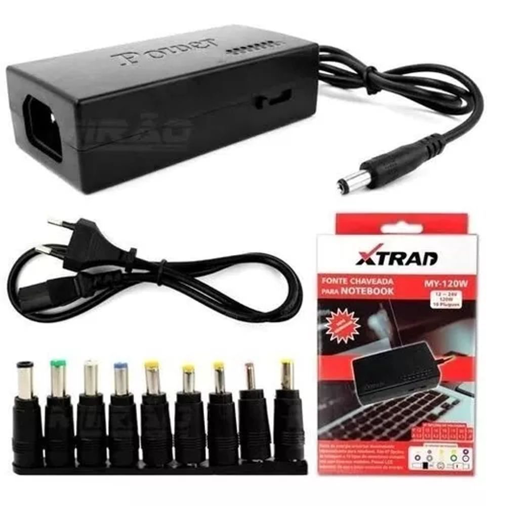 Encontraproduto.com.br - Fonte Bivolt Chaveada Universal Para Notebook 10 Plugue 120w