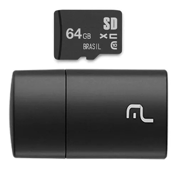 Encontraproduto.com.br - Pen Drive 2x1 Multilaser Mc164 Leitor Usb + Micro Sd 64gb
