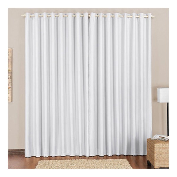 Encontraproduto.com.br - Cortina Block Blackout Blecaute Para Trilho Comum Tecido Corta Luz 2,00 X 1,70M Janela - Branco Gelo