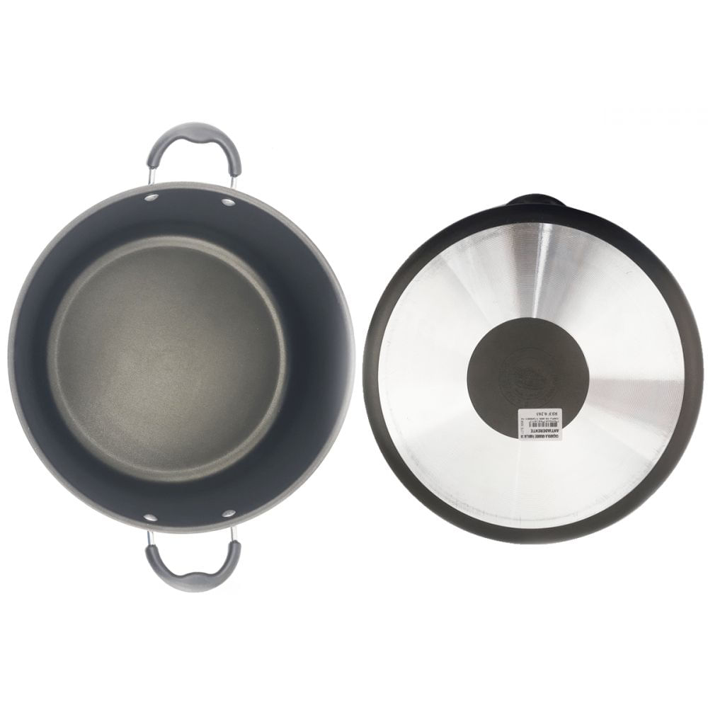 Encontraproduto.com.br - 2 Caçarolas Anti Aderente Com Tampa De Vidro 28cm e 30cm