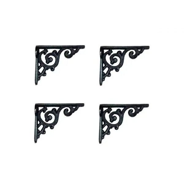Encontraproduto.com.br - Kit 04 Cantoneiras N03 em Ferro Fundido Cor Preto em Hera