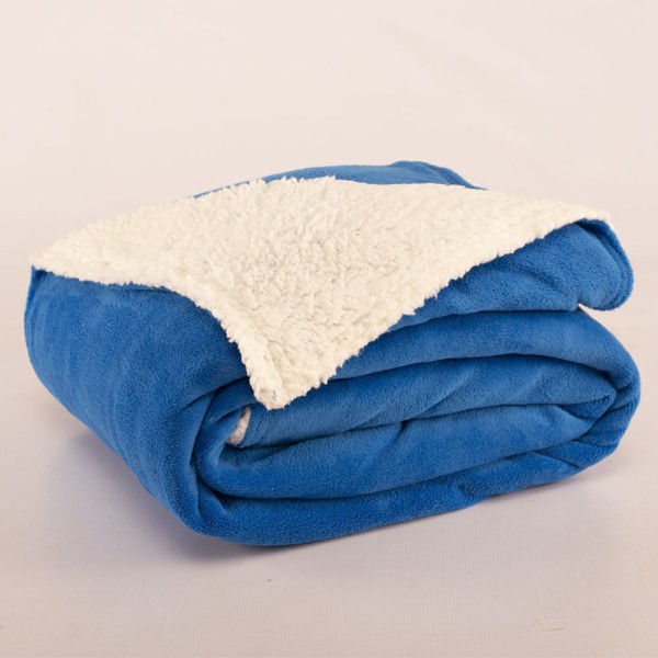 Encontraproduto.com.br - Cobertor Polaris Queen Sherpa Toque Lã de Carneiro e Manta Fleece 1 Peça - Azul Royal
