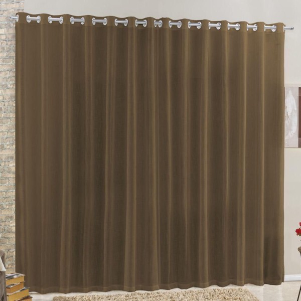 Encontraproduto.com.br - Cortina 2 Mts Sala Quarto Voal E Linho Para Trilho Suisso Barata Tabaco