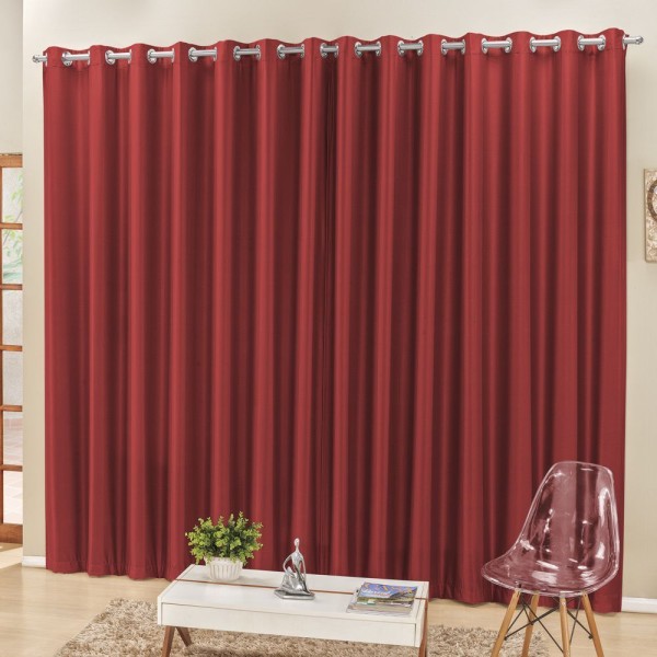 Encontraproduto.com.br - Cortina 3 Mts Sala Quarto Escritório Semiblackout Para Varão Vermelha