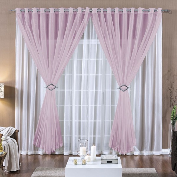 Encontraproduto.com.br - Cortina 2 Mts Voal Sala Quarto para Trilho Comum Barata Rosa
